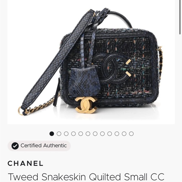 CHANEL Handbags - Chanel Black Tweed and Snakeskin Mini Bag